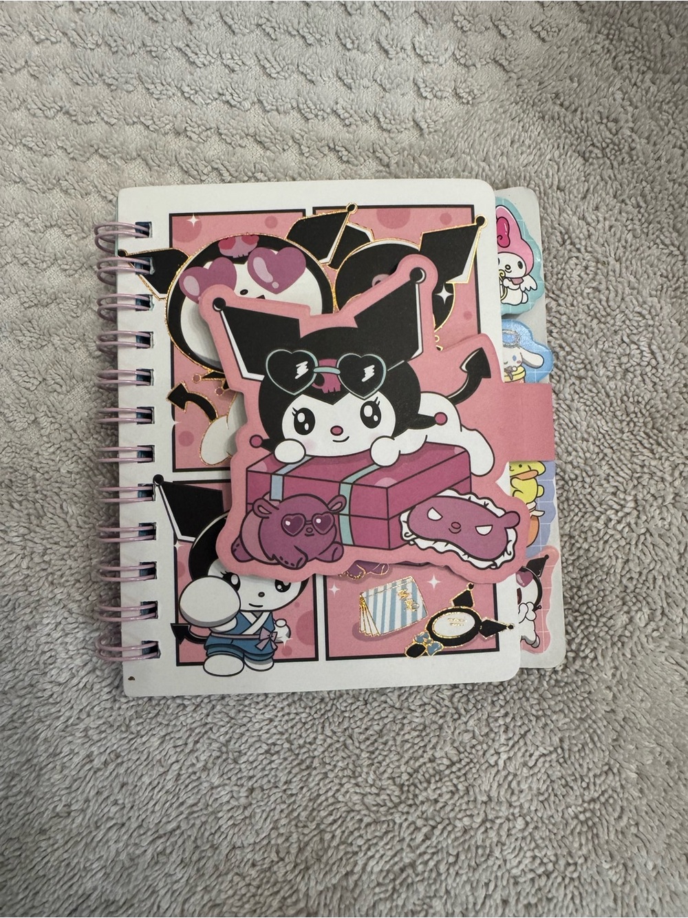 Sanrio Kuromi Pink Spiral Notebook Journal cute dividers snap close